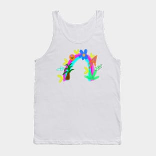 Blue pink watercolor rainbow art Tank Top